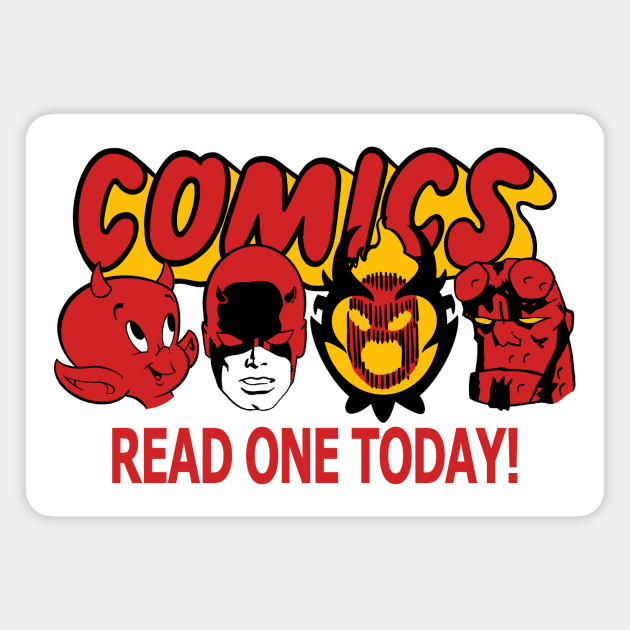 Comics Read One Today (Devils Edit.) Magnet by dumb stuff, fun stuff